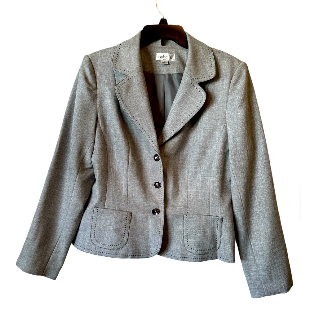 ISABELLA Women's Light Grey Career Work Blazer Jacket Coat Pockets In Size 14